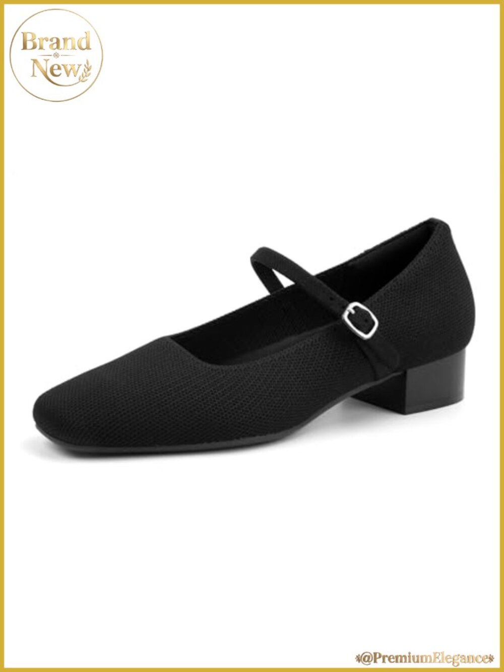 Women's Mary Jane Pumps Chunky Block Heel Ankle Strap Knit Square Toe Dress